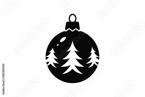  Black Silhouette Christmas Ball with Iconic Tree.