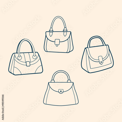 Elegant ladies bag vector illustration