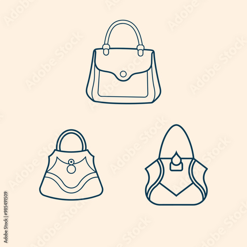 Elegant ladies bag vector illustration