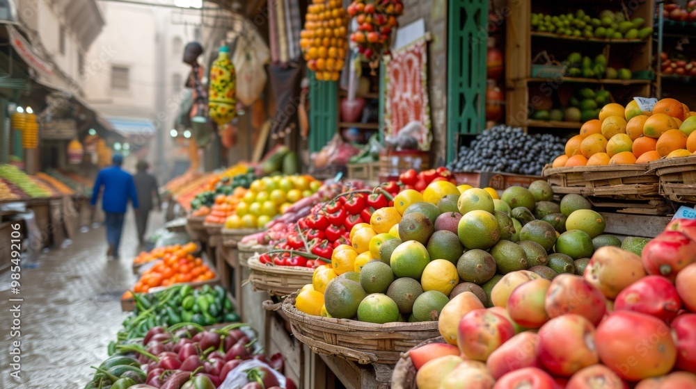 Obraz premium Vibrant Colors of a Cairo Market