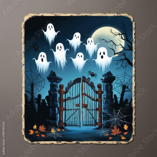 Halloween ghosts mystery and darkness halloween postcard photo