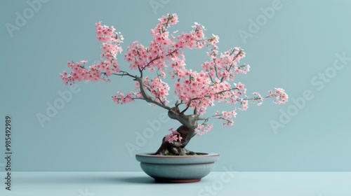 Minimalist 3D Cherry Tree Design in Pot