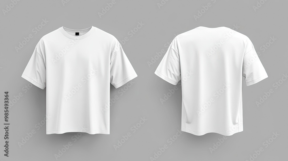 Oversize white t-shirt mockup with front and back views, perfect for showcasing apparel designs and branding. Oversize white t-shirt mockup with front and back views, perfect for showcasing apparel designs and branding.