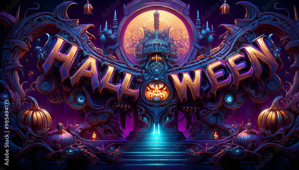 Fototapeta premium Nervous Pumpkin on Halloween