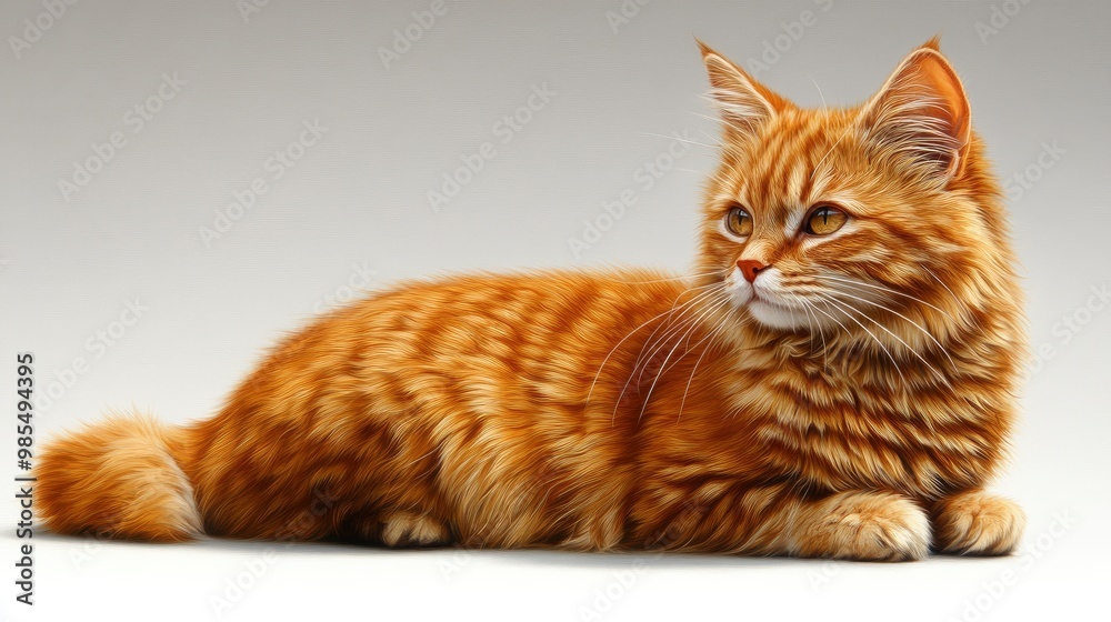 Adorable Ginger Cat Lying Down and Looking Away Adorable Ginger Cat Lying Down and Looking Away