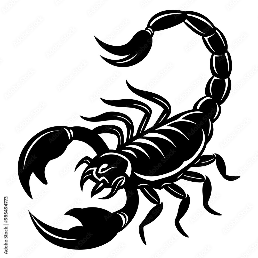 Scorpion Silhouette Tail Curled, Ready to Strike Vector Art Scorpion Silhouette Tail Curled, Ready to Strike Vector Art