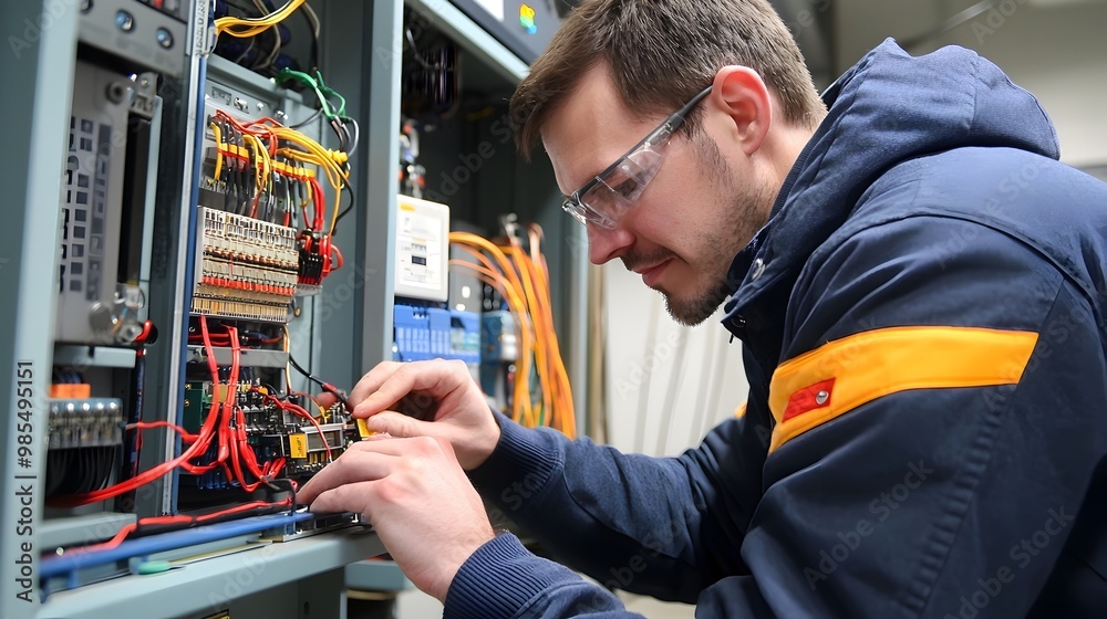 Fototapeta premium Engineer Performing Electrical Product Testing and Safety Validation in the Lab
