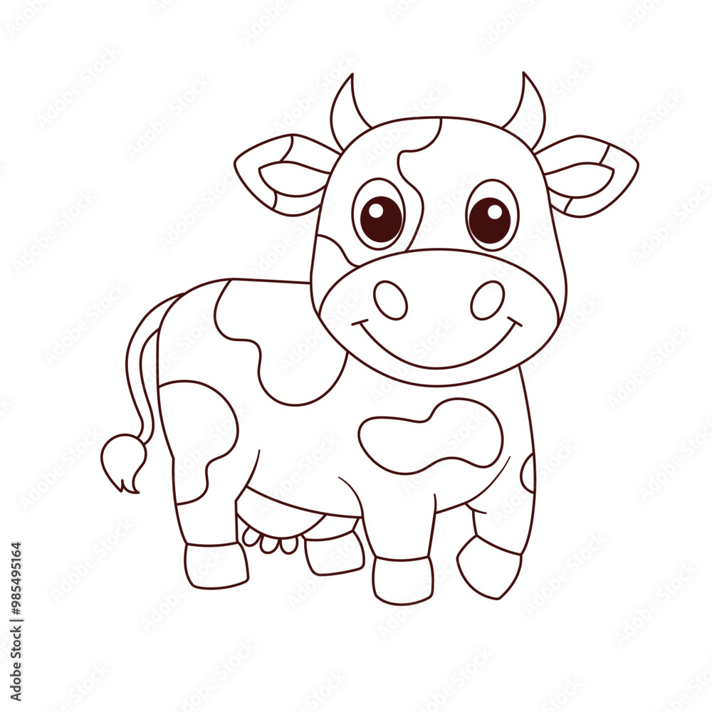 Fototapeta premium Nice cow. Children's coloring book. Vector illustration.