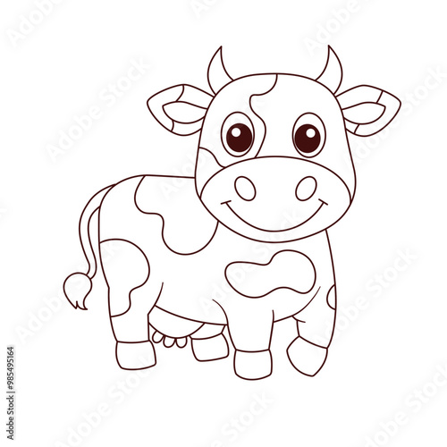 Nice cow. Children's coloring book. Vector illustration.