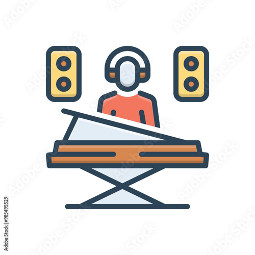 Color illustration icon for music composer