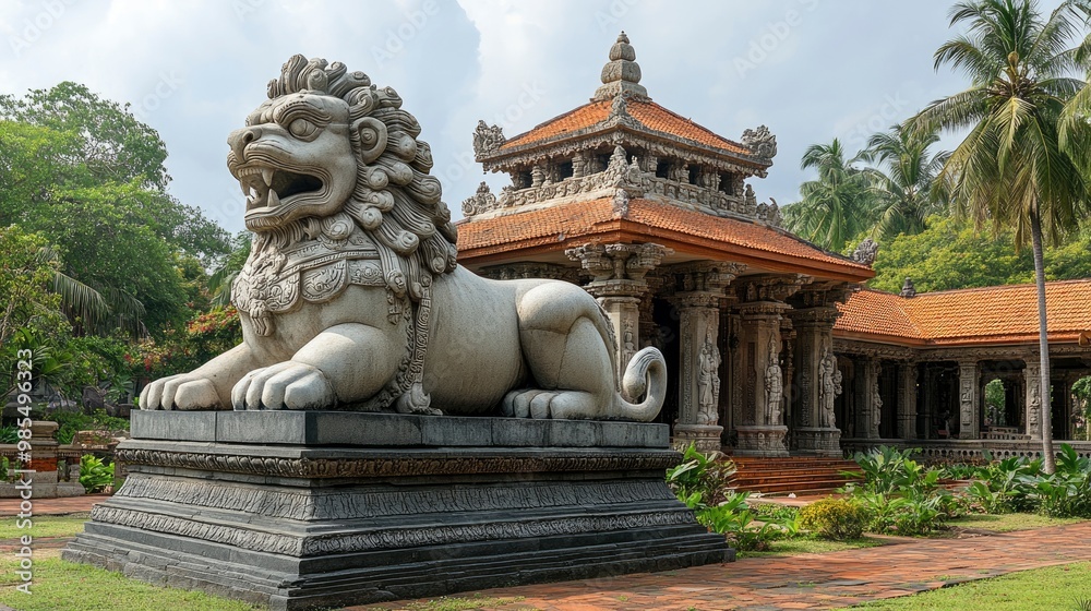 Stone Lion Guardian at a Buddhist Temple in Vietnam Stone Lion Guardian at a Buddhist Temple in Vietnam