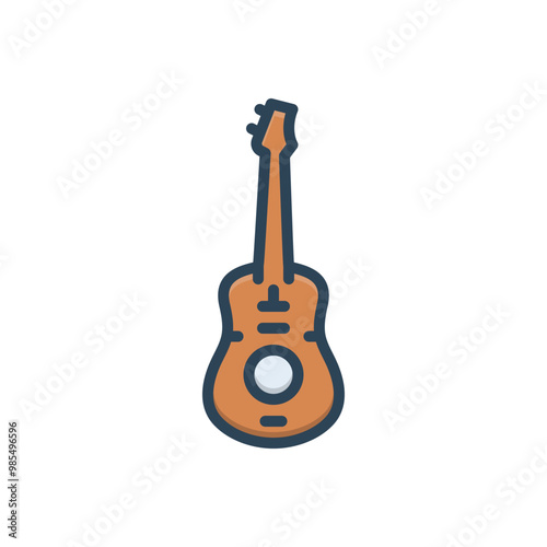 Color illustration icon for guitar