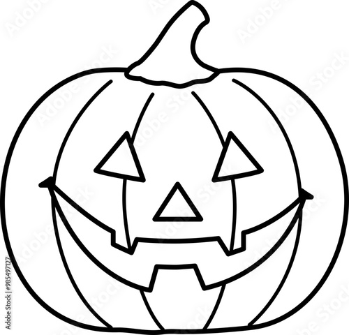 Halloween pumpkin outline vector.
Jack o lantern pumpkin for Halloween outline.