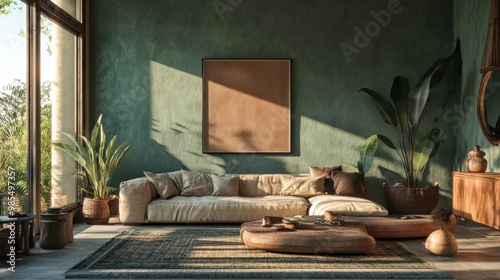 warm color palette Earth tones and nature inspired hues like muted greens and blues will continue to appear in 2024 interiors from wall colors to interior design space decoration living room design.