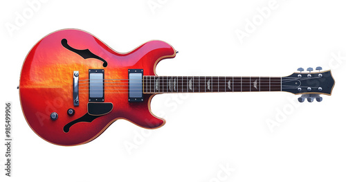 Bright Cherry Red Electric Guitar with F-Holes