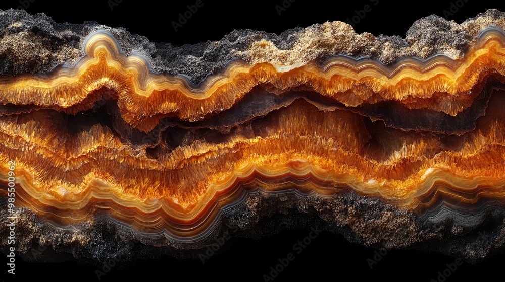 Obraz premium Close-up of Agate Geode with Intricate Bands and Layers