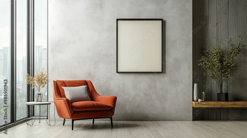 Scandinavian Interior Design of a Modern Living Room Featuring a Vibrant Color Premium Sitting Chair Scandinavian Interior Design of a Modern Living Room Featuring a Vibrant Color Premium Sitting Chair