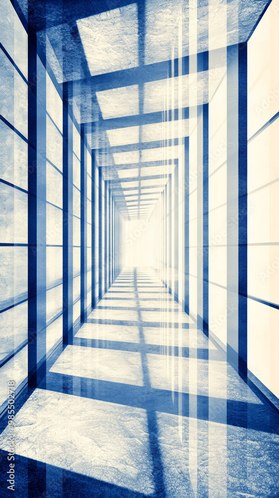 Obraz premium Long corridor with light at the end, modern design.