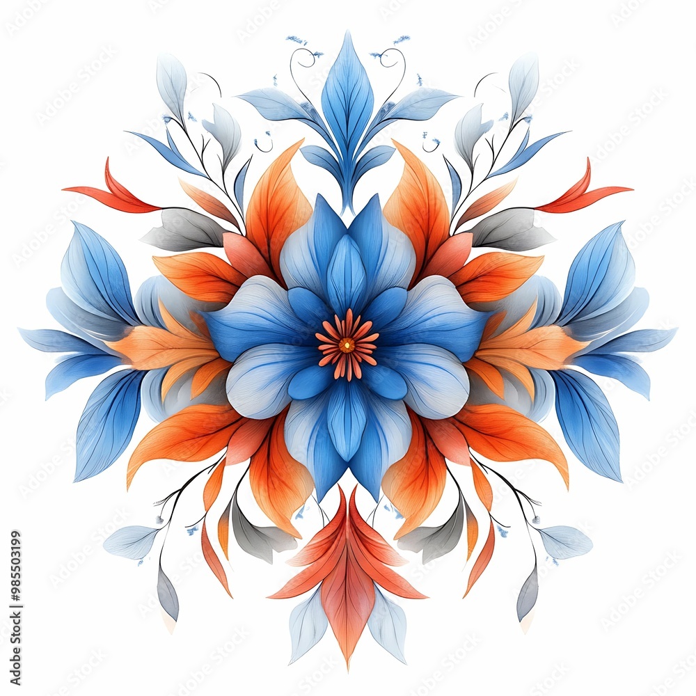 Fototapeta premium Floral pattern digital vibes vibrant floral pattern digital artwork nature inspired colorful design abstract illustration contemporary style