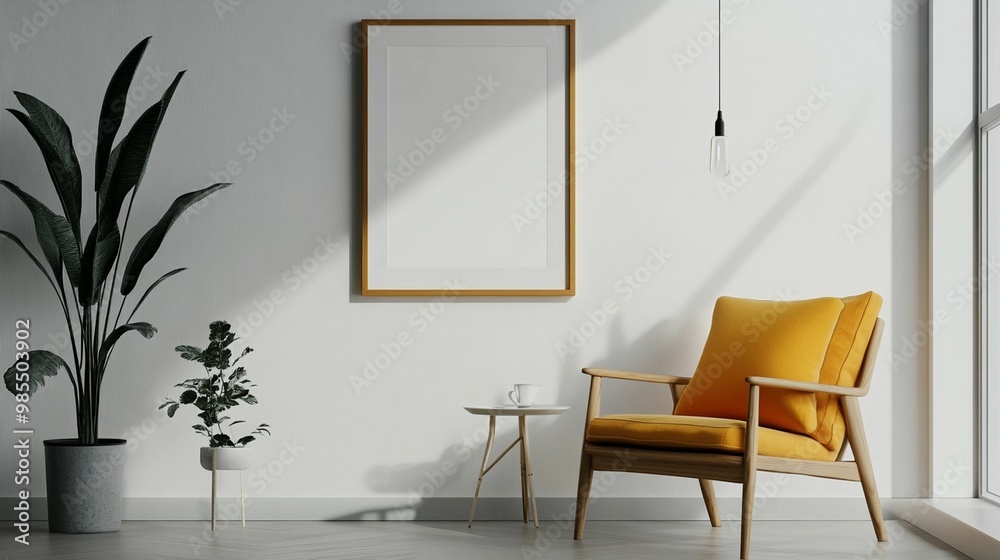 Scandinavian Interior Design of a Modern Living Room Featuring a Vibrant Color Premium Sitting Chair
