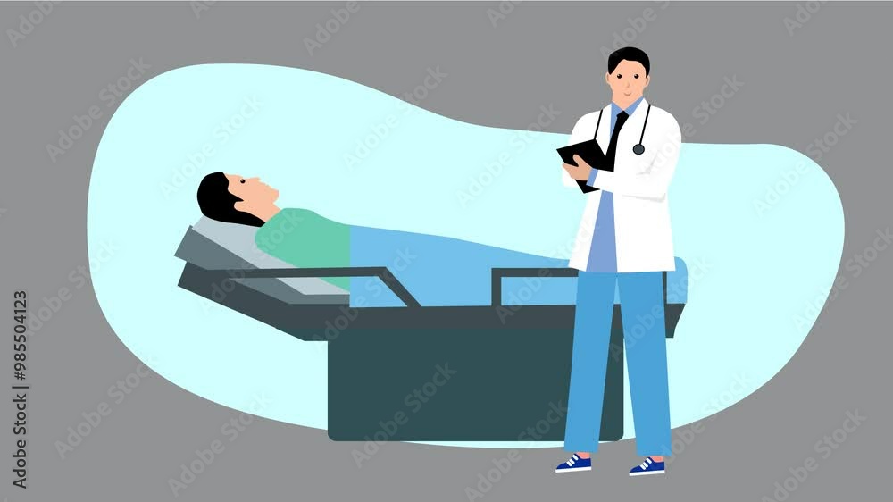 a doctor reception with a patient lying Ideal for healthcare, pediatric care, and family doctor visit concepts. SHOTLISThealth