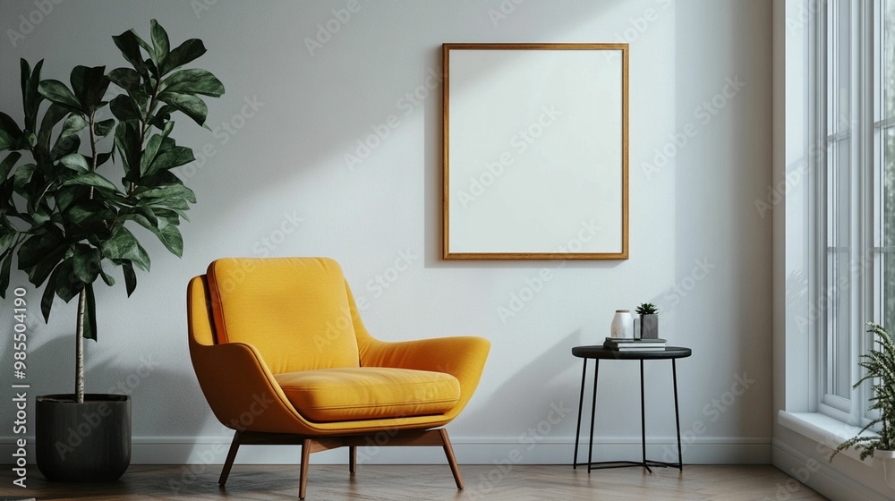 Scandinavian Interior Design of a Modern Living Room Featuring a Vibrant Color Premium Sitting Chair Scandinavian Interior Design of a Modern Living Room Featuring a Vibrant Color Premium Sitting Chair