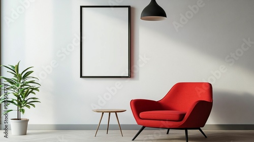 Scandinavian Interior Design of a Modern Living Room Featuring a Vibrant Color Premium Sitting Chair