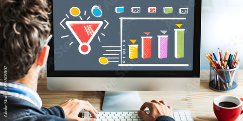Marketing Funnel Visualization on Laptop