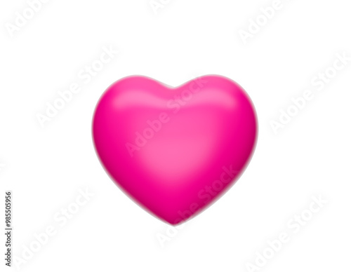 3d Pink heart on white background. heart icon, like and love 3d illustration 