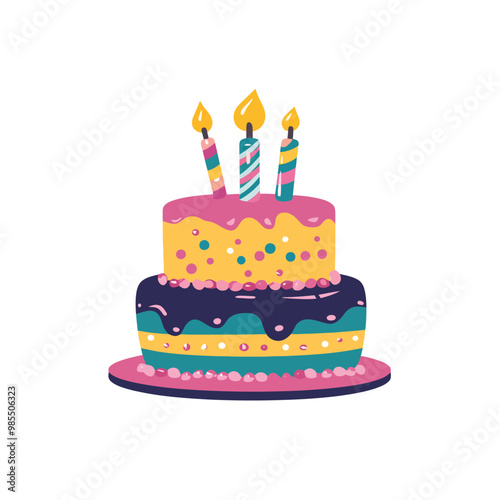 Birthday cake vector isolated illustration