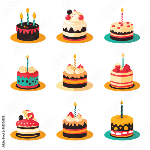 Birthday cake vector isolated illustration