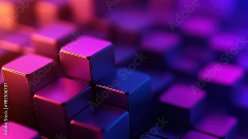 Vibrant abstract image featuring 3D cubes in shades of blue and pink, perfect for backgrounds or digital design projects.