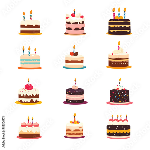 Birthday cake vector isolated illustration