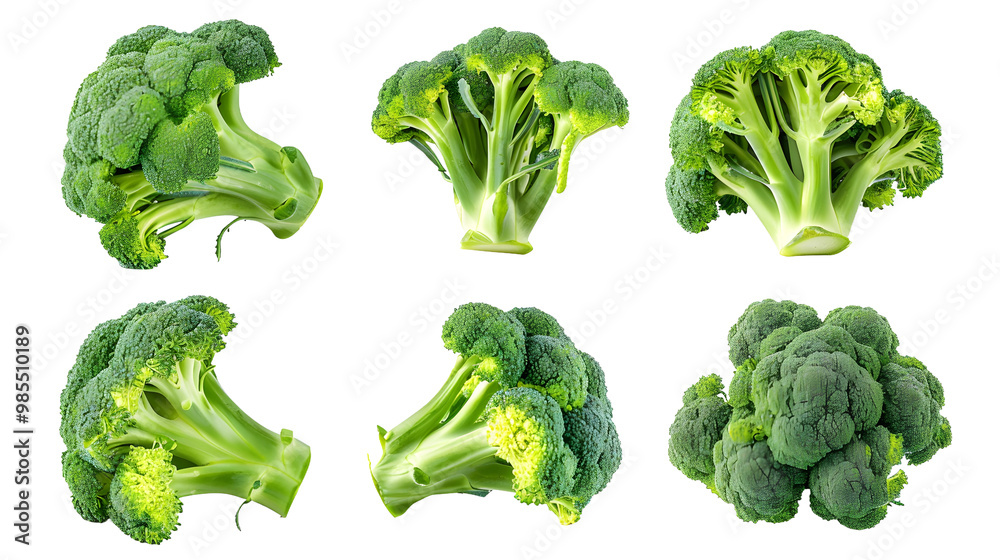Fresh Green Broccoli Collection Isolated on White Background Fresh Green Broccoli Collection Isolated on White Background