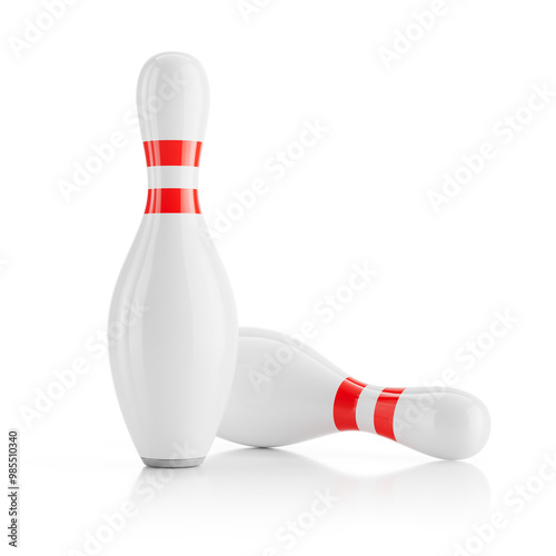 Two bowling pin on transparent background