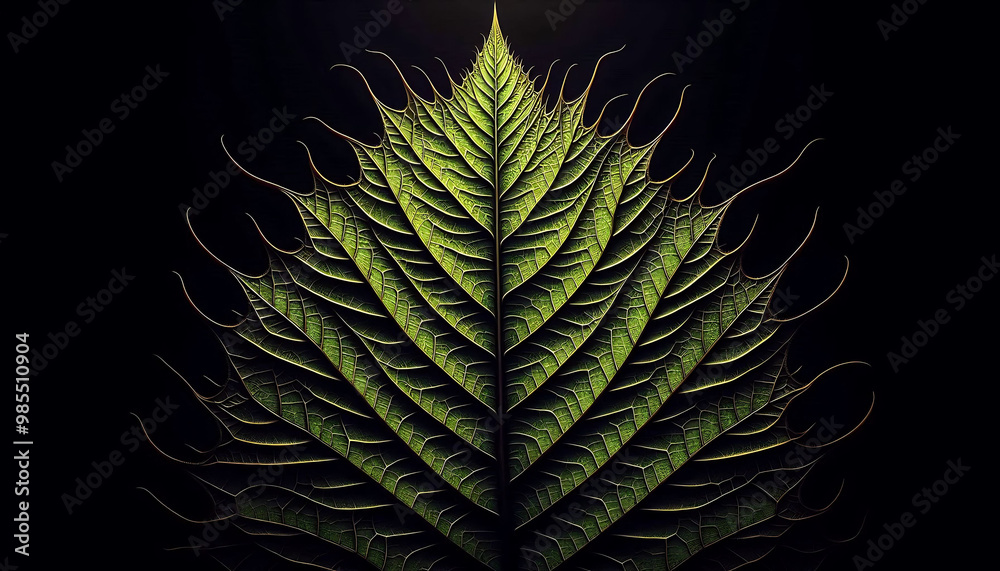 Captivating Leaf Texture with Dark Background Captivating Leaf Texture with Dark Background