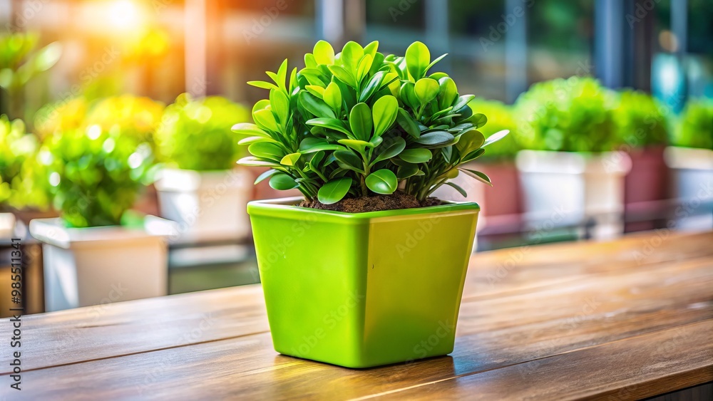 Chic square flower pot featuring a lush green plant against a vibrant background, perfect for elevating your home Chic square flower pot featuring a lush green plant against a vibrant background, perfect for elevating your home