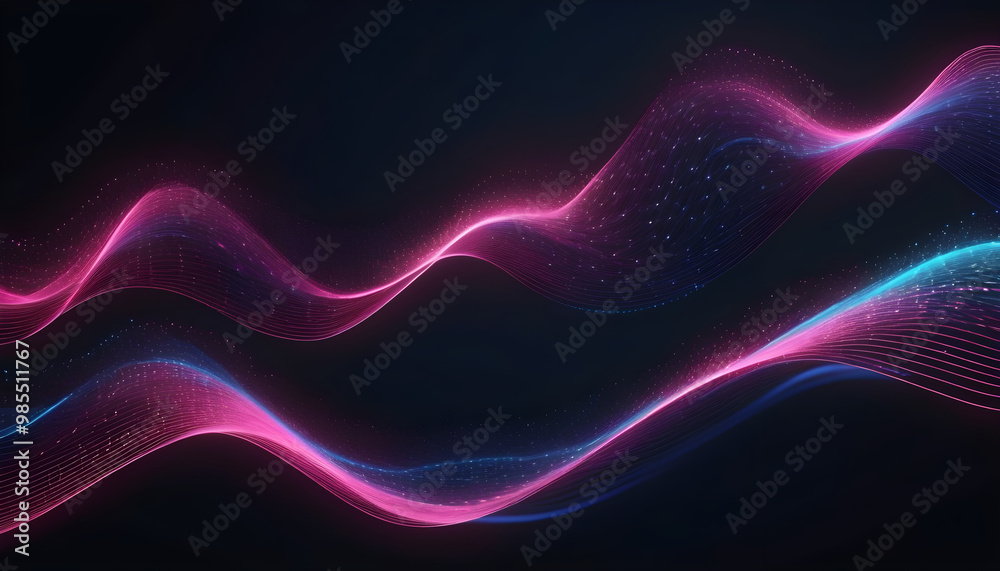 Abstract waves of glowing digital lines create mesmerizing visual effect, showcasing vibrant colors and fluid motion against dark background. This captivating design evokes sense of energy and innovat Abstract waves of glowing digital lines create mesmerizing visual effect, showcasing vibrant colors and fluid motion against dark background. This captivating design evokes sense of energy and innovat