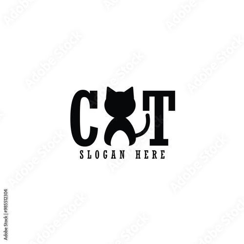 simple flat cat logo