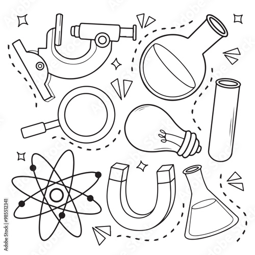 set of Science doodle icons set Vector illustration of science elements