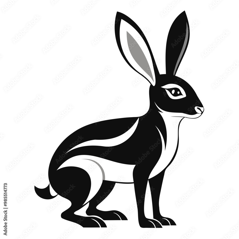 Rabbit hare black silhouette vector Illustration For abstract logo, Black and white Arabian Hare Silhouette Rabbit hare black silhouette vector Illustration For abstract logo, Black and white Arabian Hare Silhouette