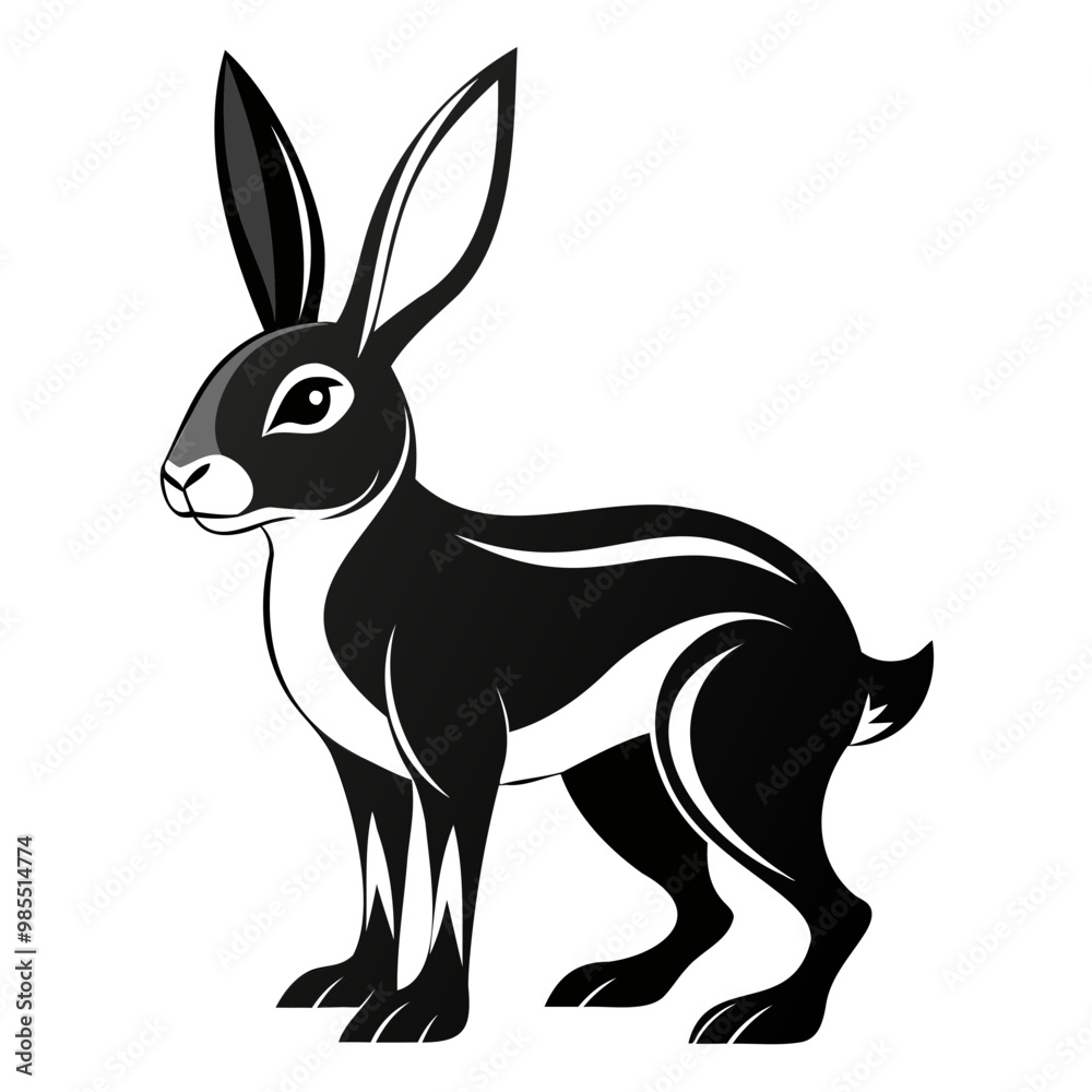 Rabbit hare black silhouette vector Illustration For abstract logo, Black and white Arabian Hare Silhouette Rabbit hare black silhouette vector Illustration For abstract logo, Black and white Arabian Hare Silhouette
