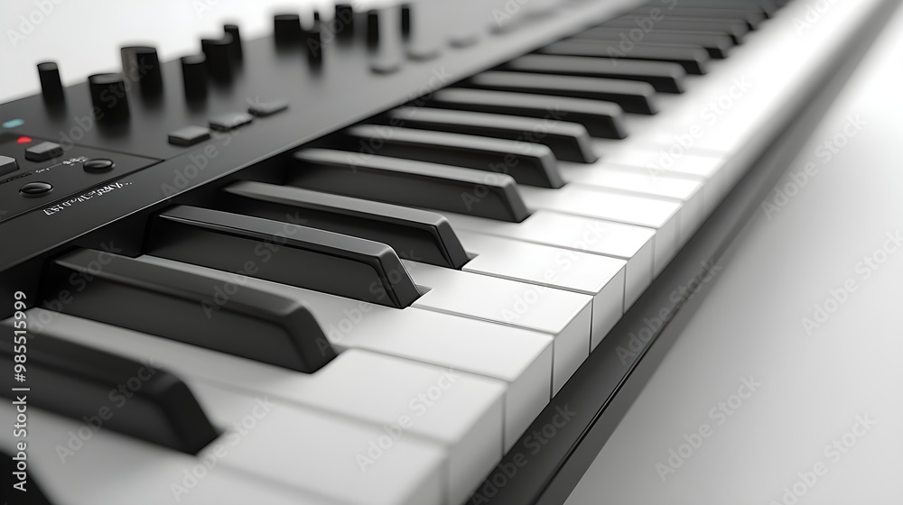 Ultra-realistic close-up shot of a piano-style digital keyboard in high resolution image Ultra-realistic close-up shot of a piano-style digital keyboard in high resolution image