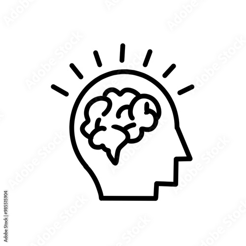 Brain in head human icon