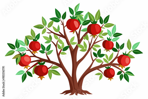 Isolated fruit tree with green leaves