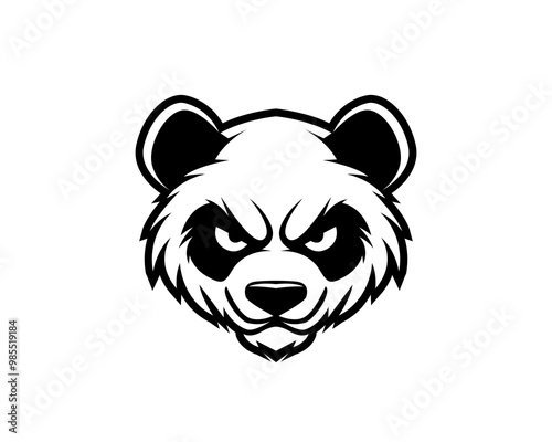 Panda vector mascot illustration on black and white, angry panda esport logo design, panda icon drawing tattoo t-shirt
