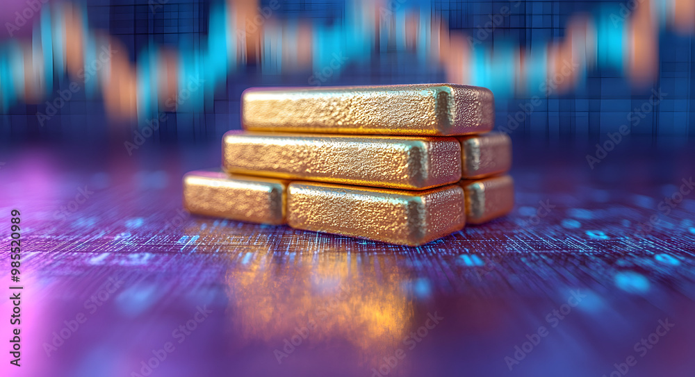 A Stock Market Chart with Gold Bars Stacked on Top of It
A Stock Market Chart with Gold Bars Stacked on Top of It