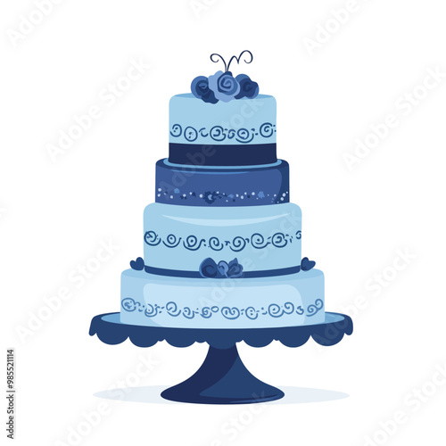 Blue wedding cake