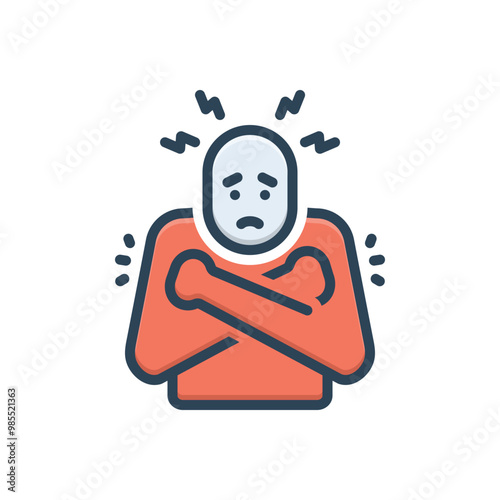 Color illustration icon for fear