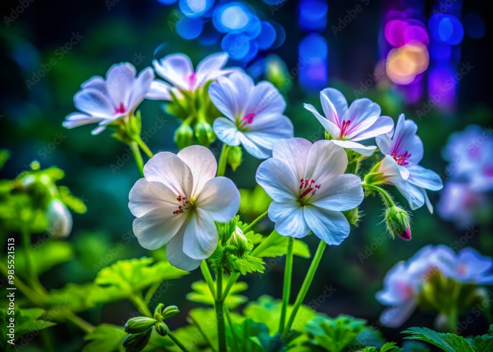Stunning Geranium Americana White Splash blooms vibrantly amidst lush green foliage, creating a picturesque garden Stunning Geranium Americana White Splash blooms vibrantly amidst lush green foliage, creating a picturesque garden